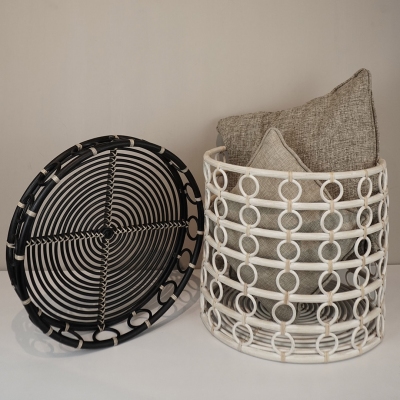Rattan Ring Basket & Ring Black Tray